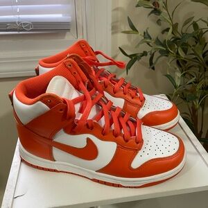 Nike High-Top Sneakers in White and Orange-Red